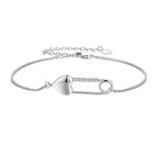 925 Sterling Silver Bracelet with CZ Pendant - 160mm Length and 8x26mm Pendant Size for Women