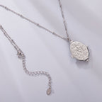 925 Sterling Silver Necklace with White Gold Plating, 40+5cm Length, CZ & Mother of Pearl Pendant for Women