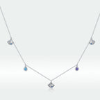 925 Sterling Silver Adjustable Necklace with Scallop Design and Pavé Setting CZ