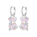 925 Sterling Silver Earrings with Pavé Setting CZ and Resin - 2.8 x 1.1 cm - Women's Fashion