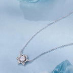 925 Sterling Silver White Gold Plated CZ Necklace 45cm for Women
