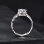 925 Sterling Silver Moissanite Ring in Size 7 with Pavé Setting for Women