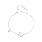 925 Sterling Silver CZ Bracelet with White Gold Plating, 150mm Length for Women
