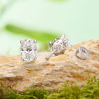925 Sterling Silver White Gold Plated 1ct Moissanite 0.7x0.5cm Egg-Shaped Earrings for Women