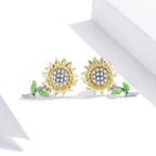 925 Sterling Silver Plated Gold Earrings with Enamel Process