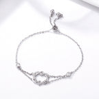 925 Sterling Silver Heart Shaped Bracelet 22CM for Women
