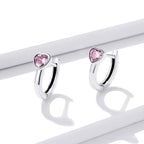 925 Sterling Silver Earrings with Pavé Setting CZ, Oxidized Silver, 1.2x0.5cm for Women
