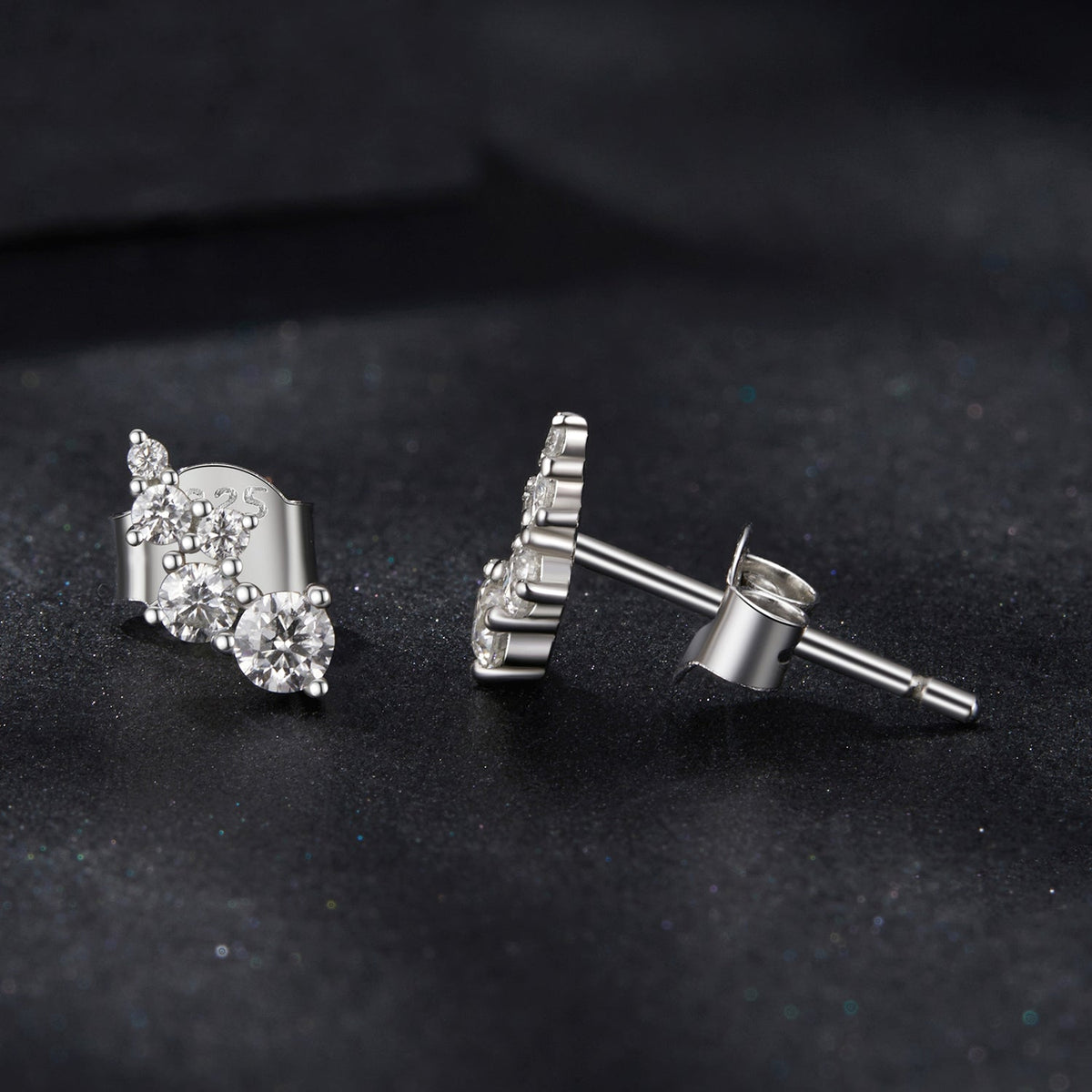925 Sterling Silver Moissanite Earrings with White Gold Plating for Women