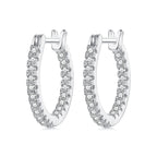 925 Sterling Silver Earrings with Pave Setting CZ in White Gold for Women
