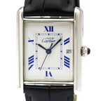 Cartier Must Tank Steel & Leather Quartz Mens Watch — W1014154