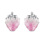 925 Sterling Silver White Gold Plated Enamel Earrings