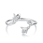 925 Sterling Silver Plated White Gold 0.7cm Flower Ring