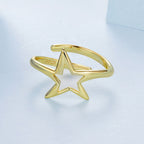 925 Sterling Silver Plated Gold 1.40cm Star Ring