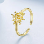 925 Sterling Silver Gold Plated Sun Ring