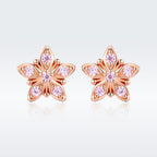 925 Sterling Silver Rose Gold Plated Pavé Setting CZ Earrings
