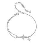 925 Sterling Silver & White Gold Plated Pave Setting CZ Bracelet 15+6cm
