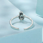 925 Sterling Silver Hamsa Hand Ring with Synthetic Spinel for Women