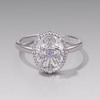 925 Sterling Silver Ring with Transparent Glass & Nano Opal, Width 0.18cm, Style E, for Women