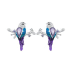925 Sterling Silver Enamel Process Pavé Setting CZ Earrings