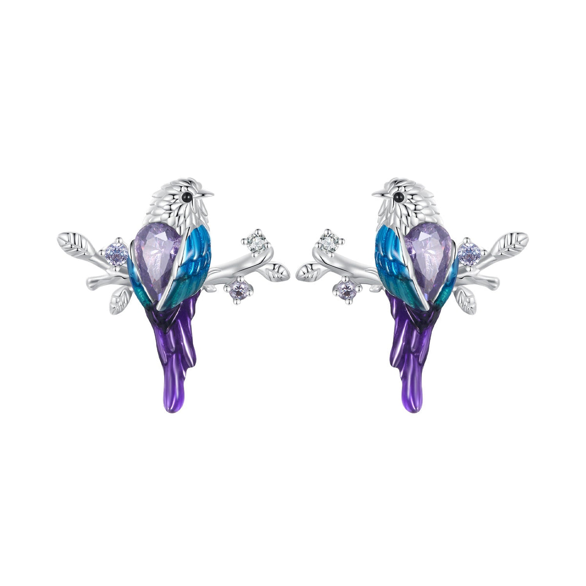 925 Sterling Silver Enamel Process Pavé Setting CZ Earrings