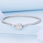 925 Sterling Silver Bracelet with Pavé Setting CZ, 17cm for Women