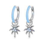 925 Sterling Silver Earrings with Nano Opal Stone and Enamel, Oxidized Finish
