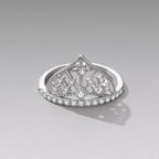 925 Sterling Silver White Gold Plated Ring with Pavé Setting CZ Size 6 for Women