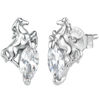 925 Sterling Silver White Gold Plated 1.2 x 0.7 cm Pavé CZ Earrings for Women
