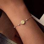 925 Sterling Silver White Gold Plated Bracelet with Transparent Glass Charm for Women