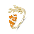 925 Sterling Silver Enamel Gold-Plated Ring for Women