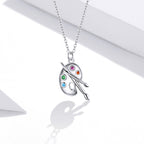 925 Sterling Silver Adjustable Pendant Necklace with CZ in Platinum Finish
