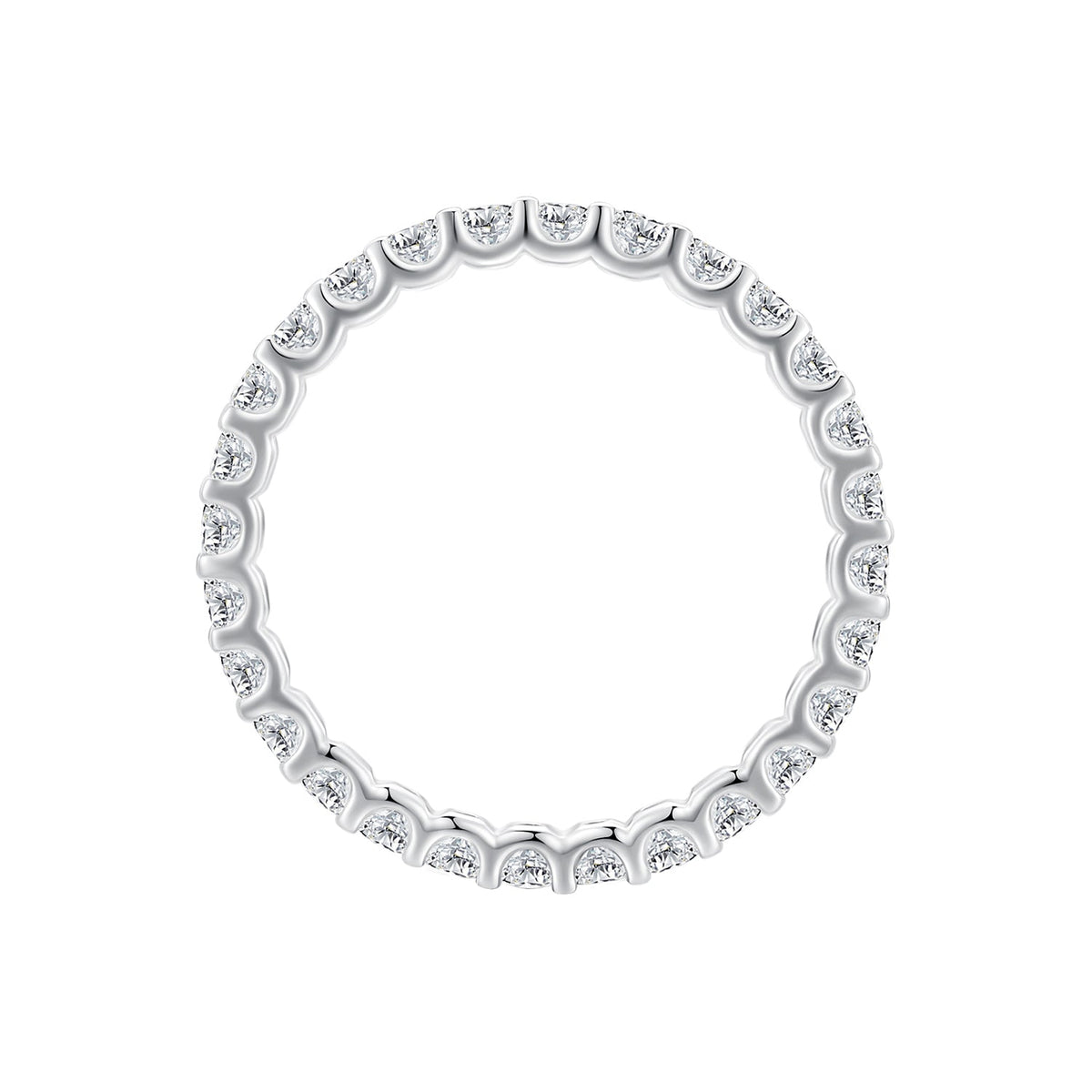 S925 Sterling Silver 2.0mm Moissanite Ring Size 9 for Women