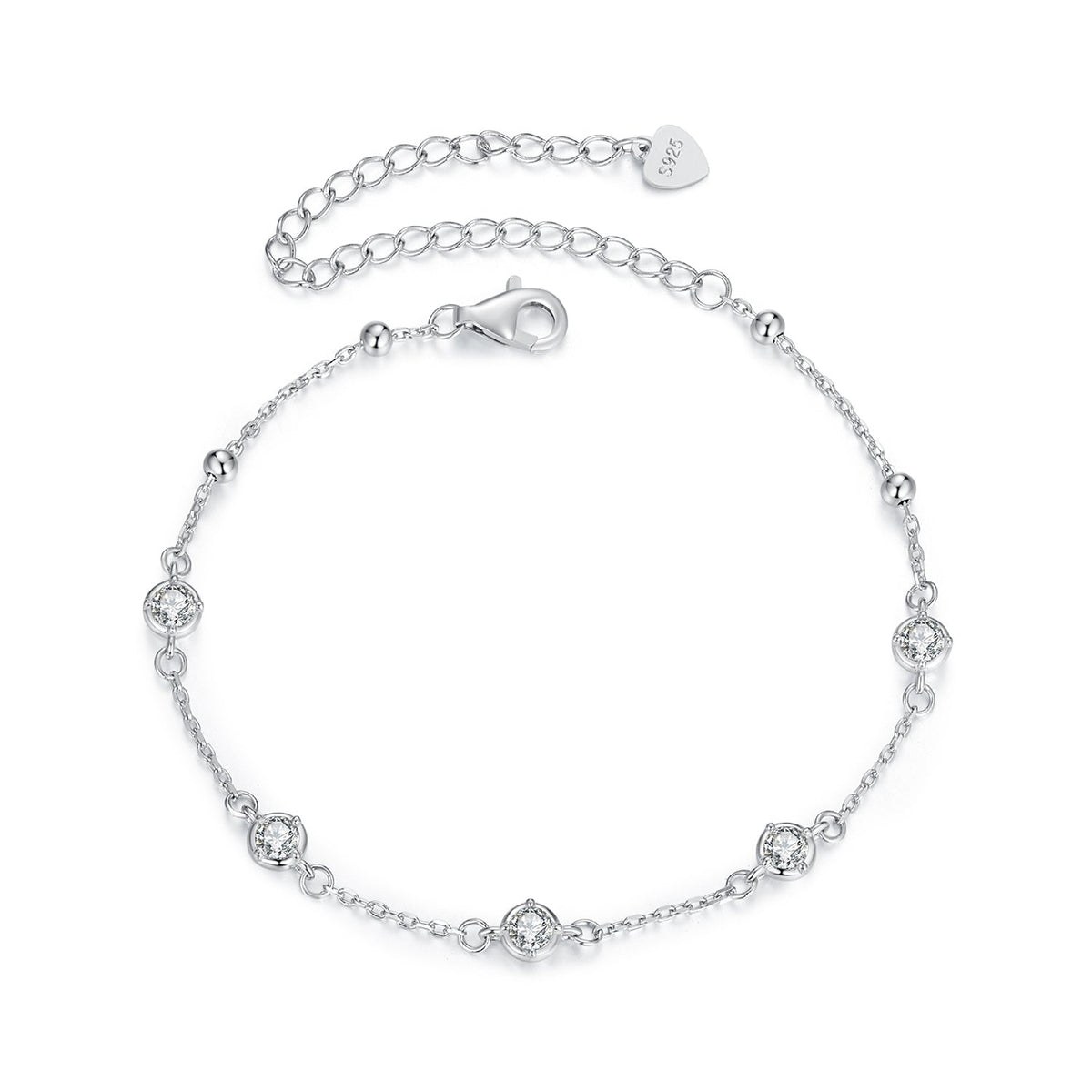 925 Sterling Silver 3mm Moissanite Bracelet for Women
