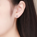 S925 Sterling Silver Earrings with CZ in Pavé Setting - 0.8*0.8cm for Women