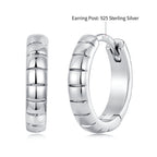 925 Silver White Gold Plated 1.4 x 0.3 cm Hoop Earrings for Women