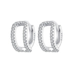 925 Sterling Silver Earrings with White Gold Plating and Pavé Setting CZ for Women
