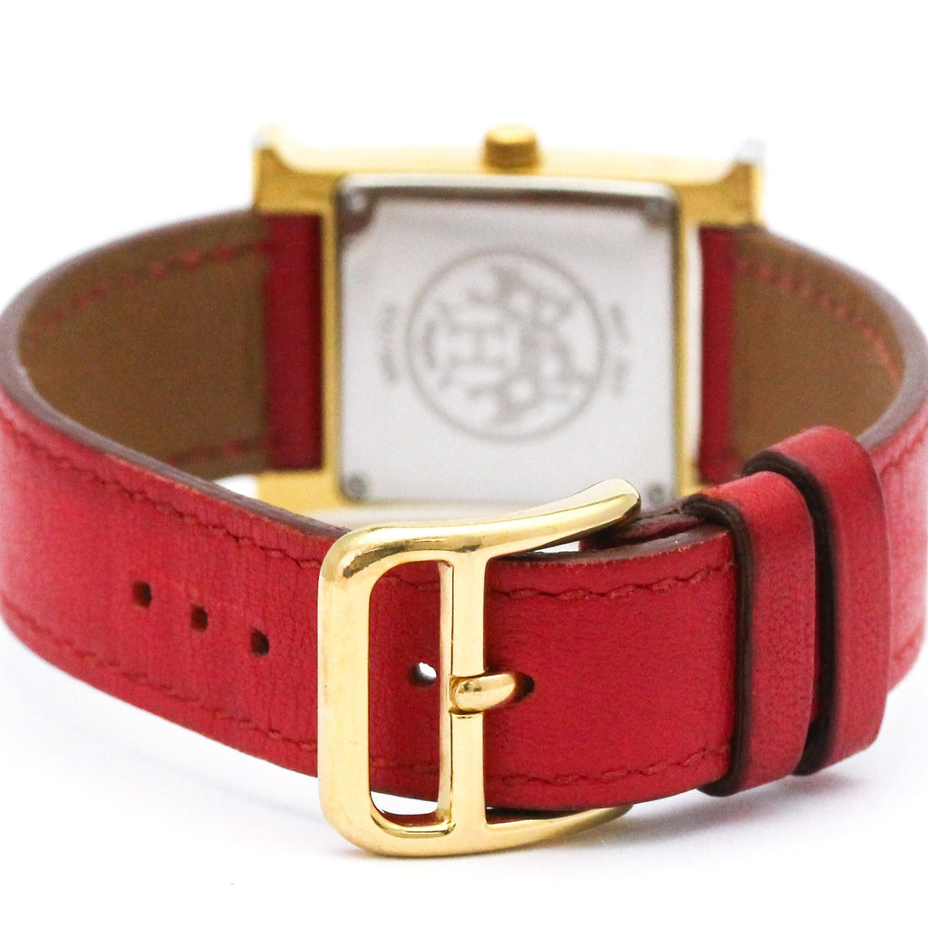 Hermès H Watch Gold Plated Leather Quartz Ladies Watch — HH1201-B
