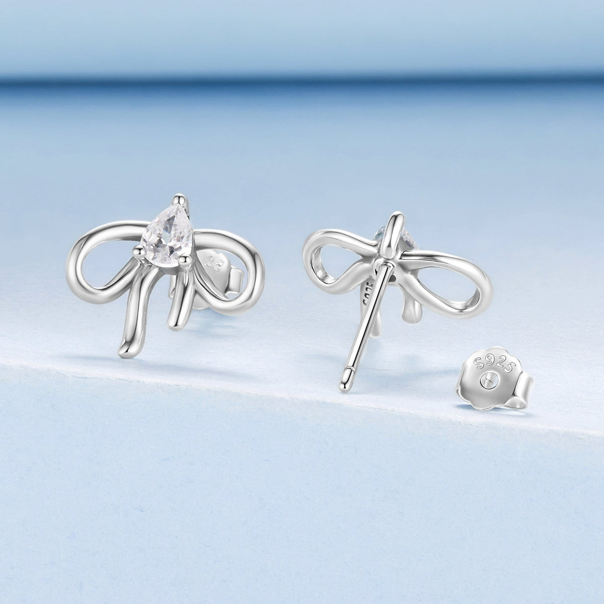 925 Sterling Silver Earrings with Pavé Setting & Oxidized Finish