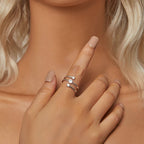 925 Sterling Silver White Gold Plated CZ Ring for Women