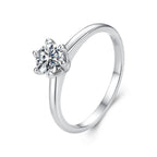 925 Sterling Silver White Gold Plated 0.5ct Moissanite Size 6S Ring for Women