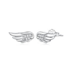 925 Sterling Silver White Gold Plated CZ Pavé Set 0.4x0.9 cm Earrings for Women