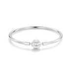 925 Sterling Silver White Gold Plated Bracelet 17.0 cm Inner Diameter 55mm for Women