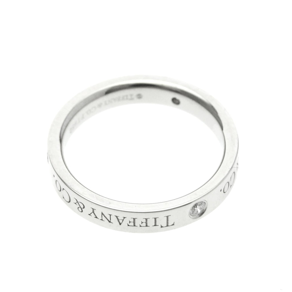 Tiffany & Co. Flat Band Ring — Platinum, Three Diamonds, No Filler