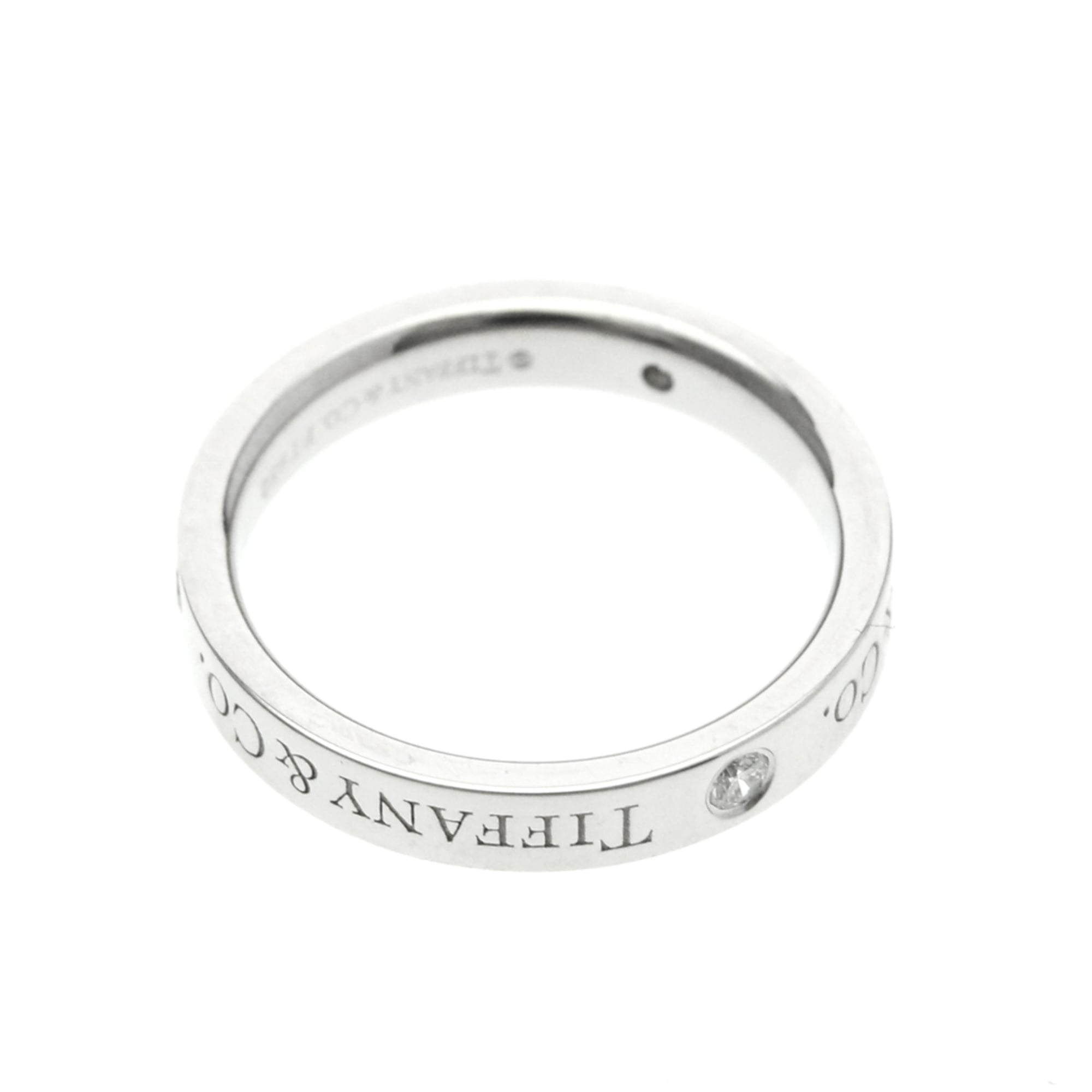 Tiffany & Co. Flat Band Ring — Platinum, Three Diamonds, No Filler