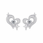 925 Sterling Silver Earrings with Pavé Setting CZ in White Gold