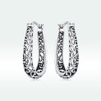 925 Sterling Silver Earrings 2.3*0.4cm Oxidized Silver for Women