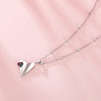925 Sterling Silver Necklace with Transparent Glass, 18x15mm Pendant for Women