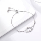 925 Sterling Silver Heart Shaped Bracelet 22CM for Women