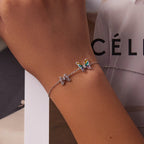 925 Sterling Silver Adjustable Butterfly Enamel Bracelet for Women
