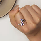 S925 Sterling Silver Enamel CZ Pavé Setting Ring for Women